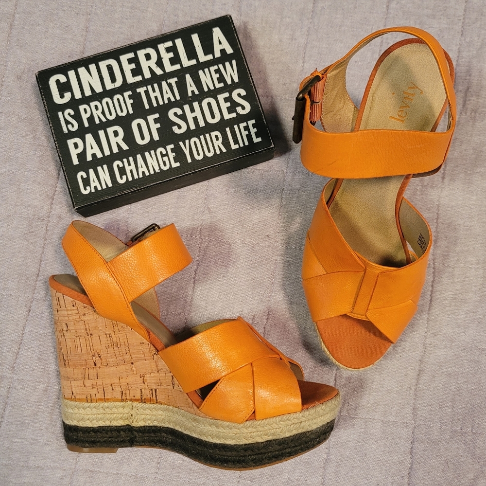 Levity - Orange/Tan/Black Platform Leather sz 10